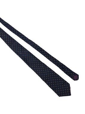Manhattan Mens Silk Tie Navy Floral Pattern Made In USA 100% Silk Classic Width